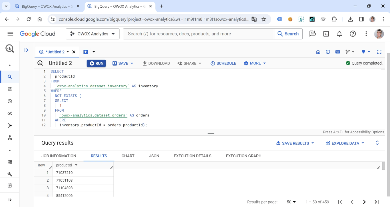 WHERE NOT EXISTS in BigQuery, used to exclude rows that do not match subquery conditions. i-shadow