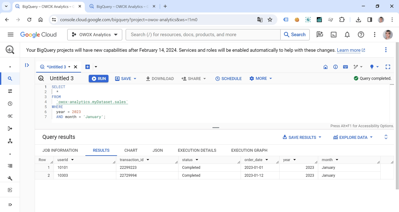 WHERE clause in BigQuery, showcasing a query structure to filter data based on conditions. i-shadow