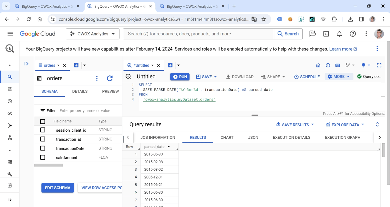 SAFE PARSE_DATE in BigQuery, demonstrating how to safely parse date strings without errors for invalid formats. i-shadow