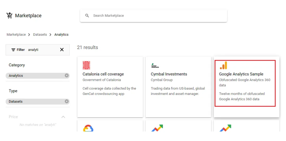 Google Analytics Sample dataset selected from BigQuery Public Datasets for machine learning model training. i-shadow