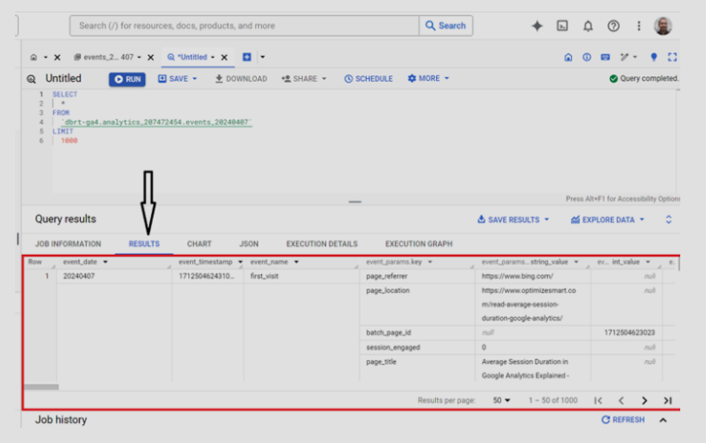 Run’ button in the SQL Query Editor to execute the composed query.
