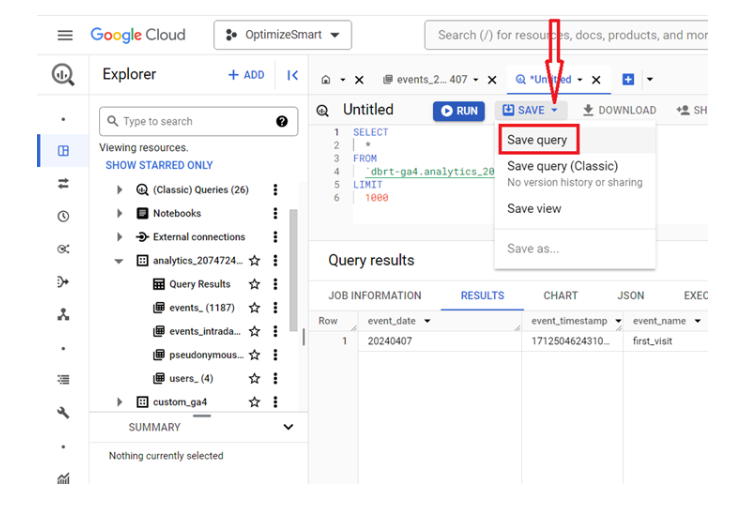 Save query’ option in the ‘SAVE’ drop-down menu to save the current SQL query. i-shadow