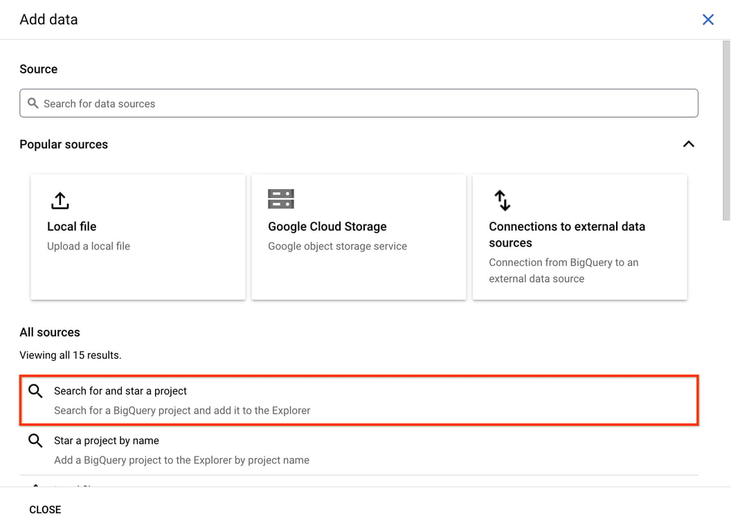 Explorer pane displaying Google Cloud projects and starred datasets with options to expand projects and datasets. i-shadow