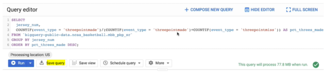 Save Query dialog box in BigQuery with fields to enter and save a named query. i-shadow