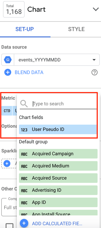 Looker Studio interface with a date range control applied. The calendar selection panel is open, allowing users to pick a start and end date. i-shadow