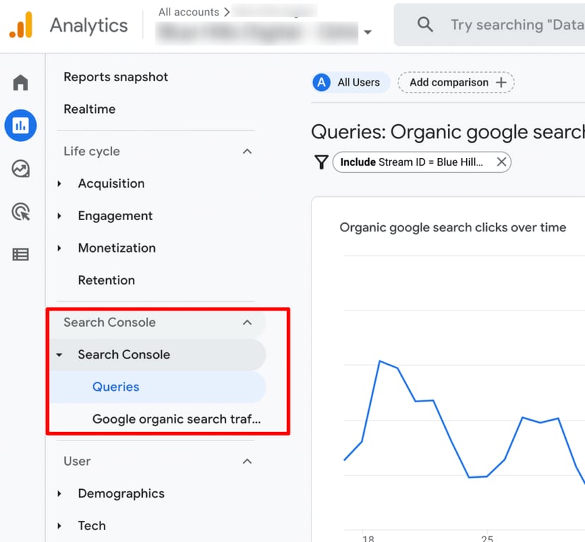 Search Console integration focusing on Queries and Google Organic Search Traffic Report. i-shadow