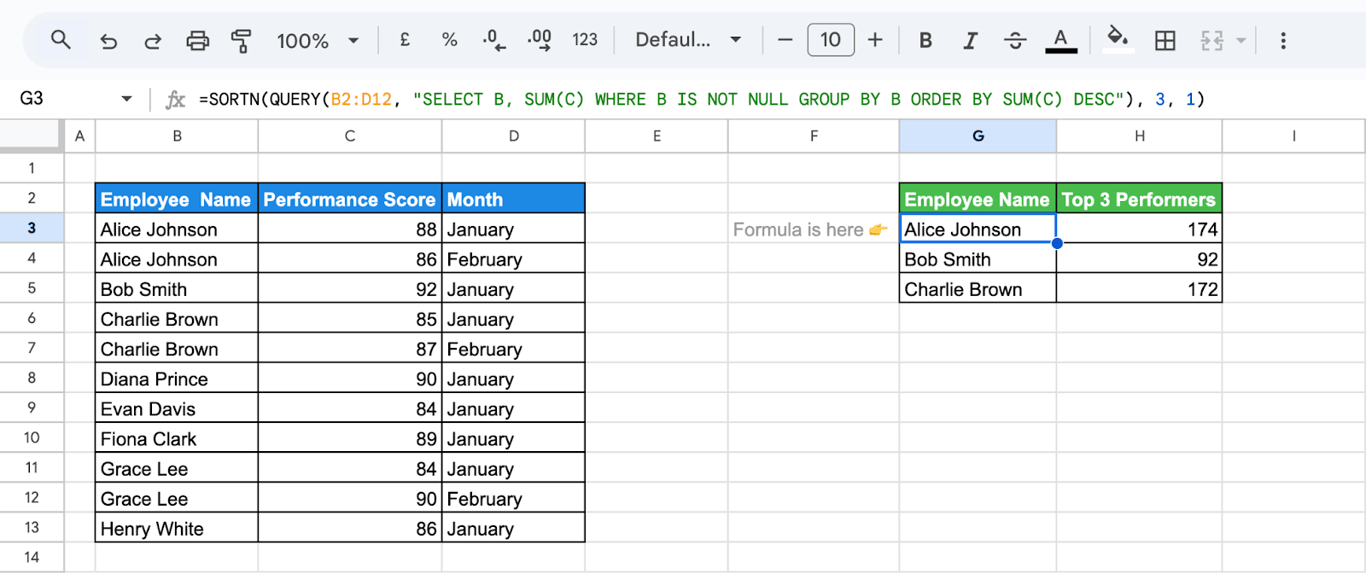 SORTN combined with QUERY in Google Sheets to filter and rank data in one step. i-border