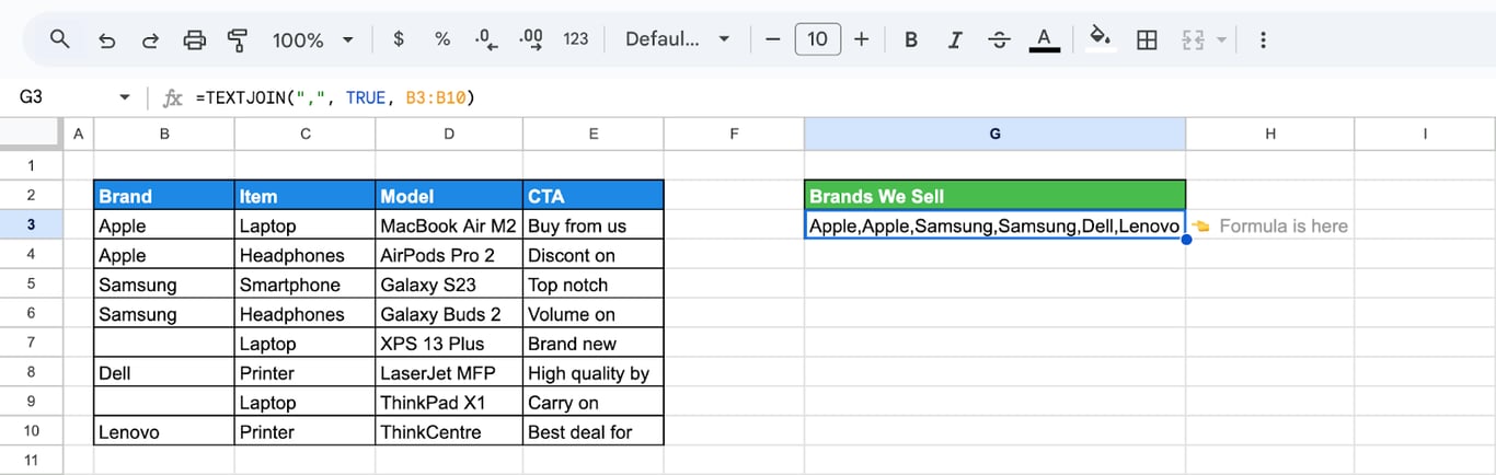 TEXTJOIN used to export row data with commas and quotes for formatting. i-border