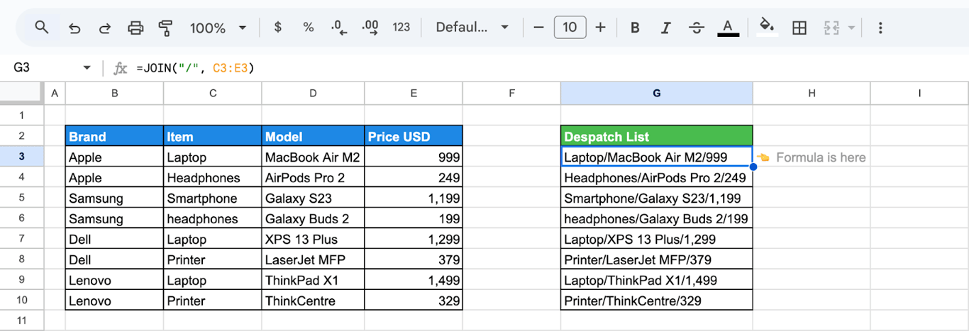 JOIN function merging values from an array into one text line. i-border