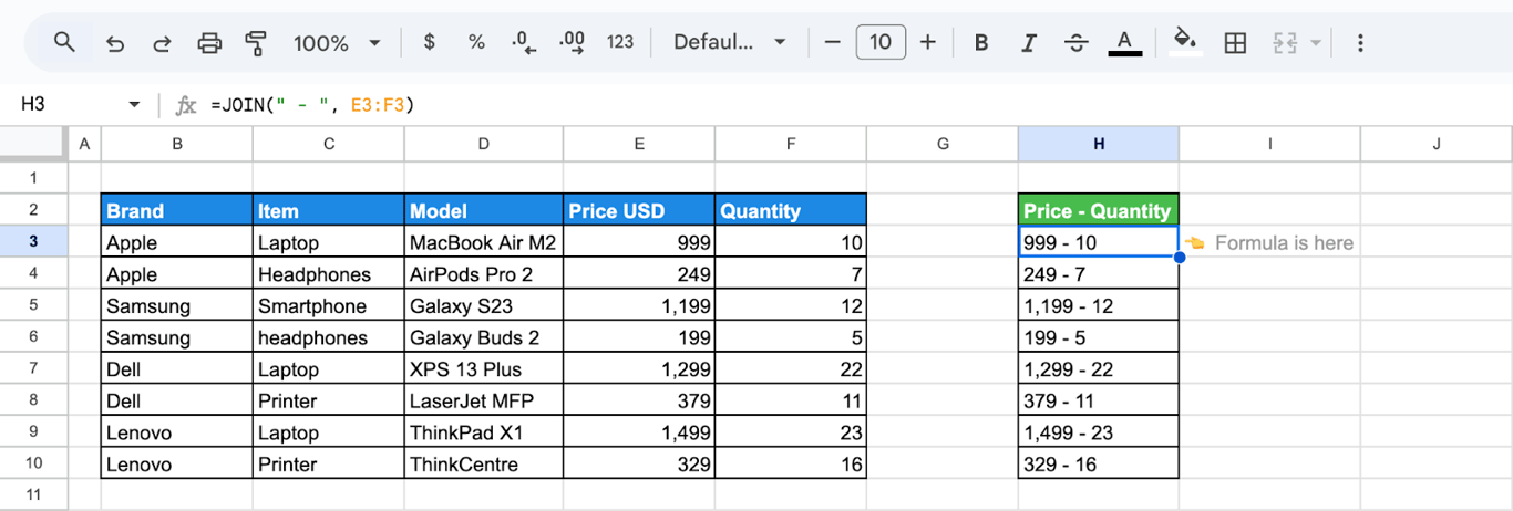 JOIN function combining numbers from separate cells into one line. i-border