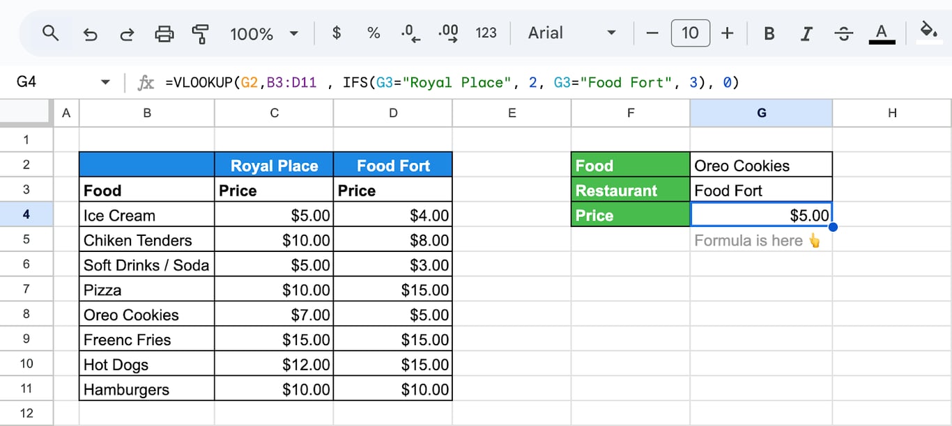 Result of a VLOOKUP with IF changing the column index based on input condition. i-border