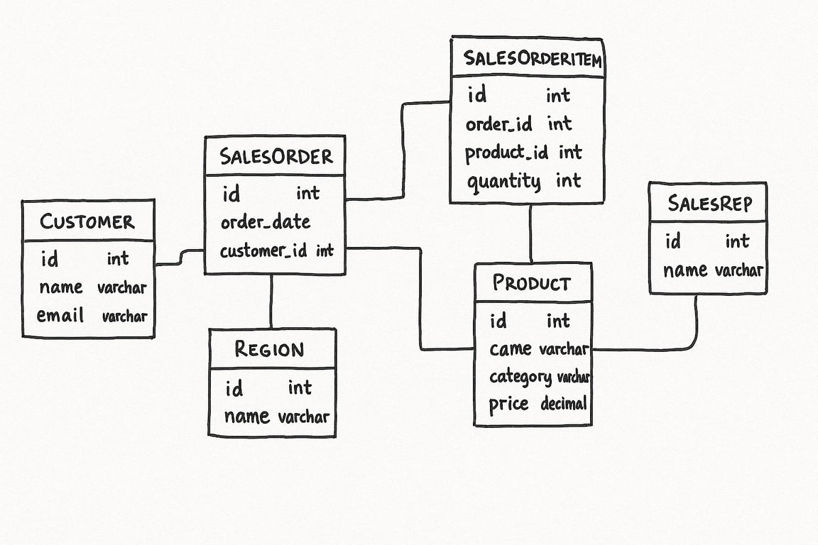 A conceptual data model showing basic attributes and relationships.
