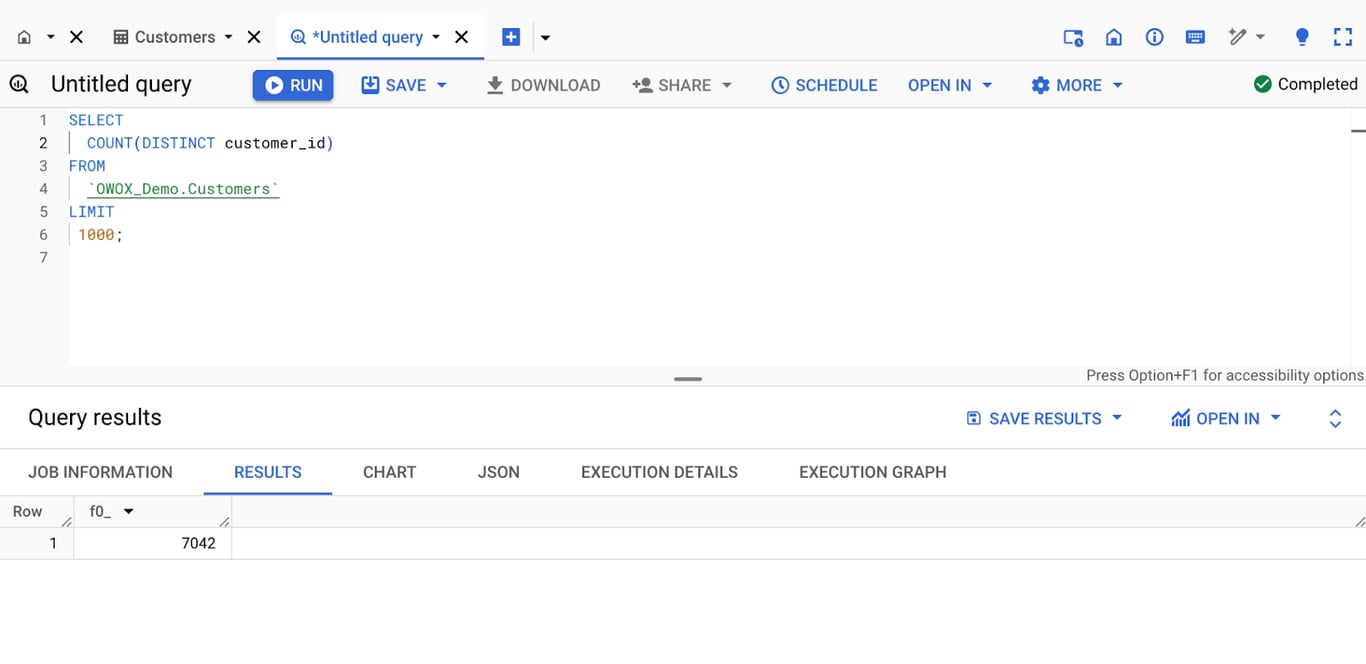 Example of properly formatted SQL Code written in BigQuery. i-shadow