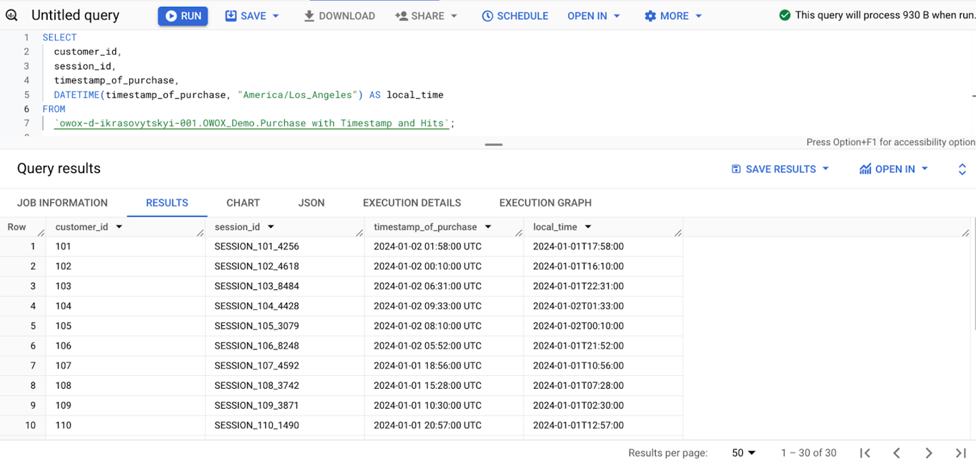 Example of using Timestamp function within permitted range for proper analysis and conversion in BigQuery. i-shadow