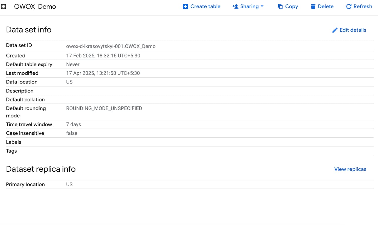 The reflection of the edited Time Travel window in BigQuery. i-shadow