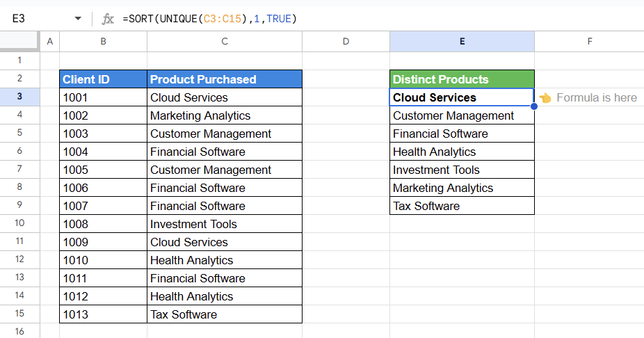 Using the UNIQUE function in Google Sheets to create alphabetically sorted drop-down menus. i-border