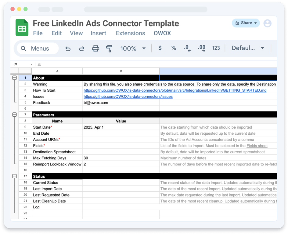 Free Linkedin Ads Connector to Google Sheets
