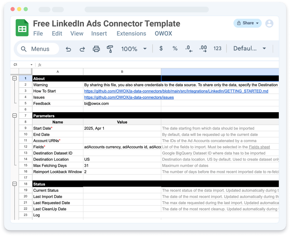 Free Linkedin Ads Connector to Google BigQuery
