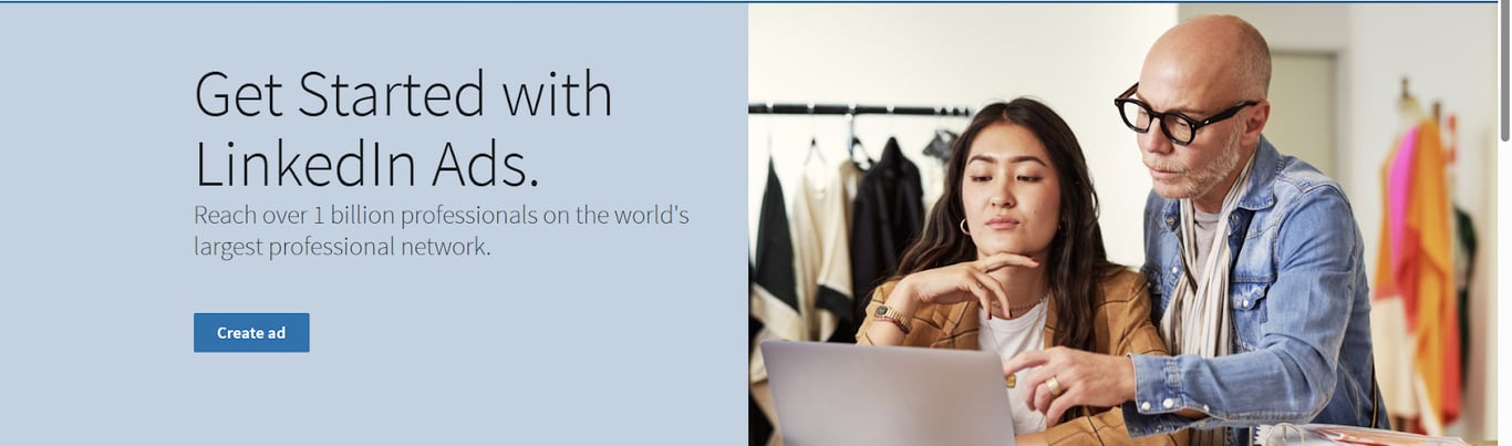 LinkedIn Ads homepage. i-shadow 