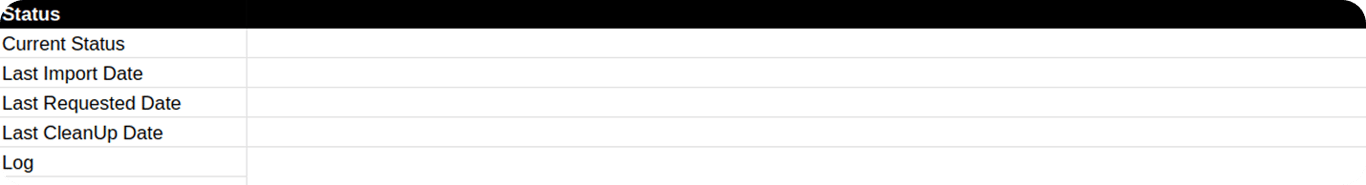 Status table showing fields: Current Status, Last Import Date, Last Requested Date, Last CleanUp Date, and Log for Reddit connector. i-shadow i-radius