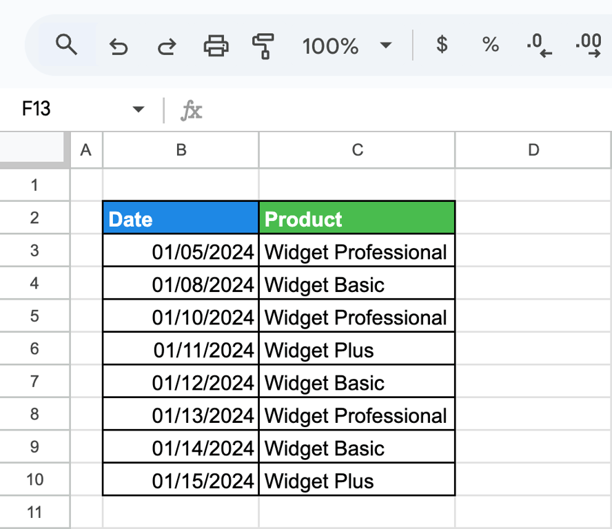 Updated dataset showing all instances of “Widget Pro” replaced with “Widget Professional” in the Product column using Find and Replace. i-shadow