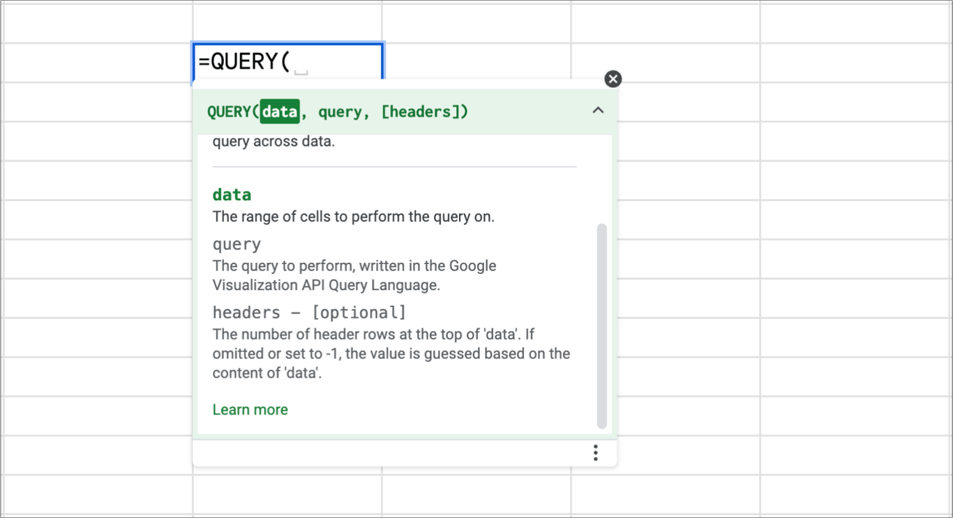 Using the QUERY function with imported data in Google Sheets. i-border