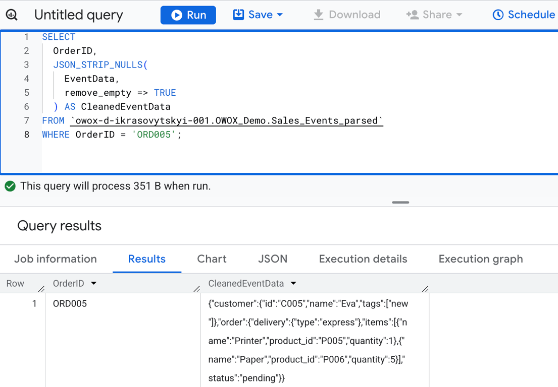 BigQuery using JSON_ARRAY_INSERT to add a new tag at a specific index beyond the current array length in a JSON field. i-shadow