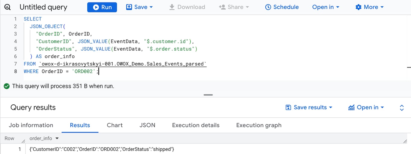 BigQuery JSON_OBJECT function constructing a structured JSON object combining SQL and JSON fields. i-shadow
