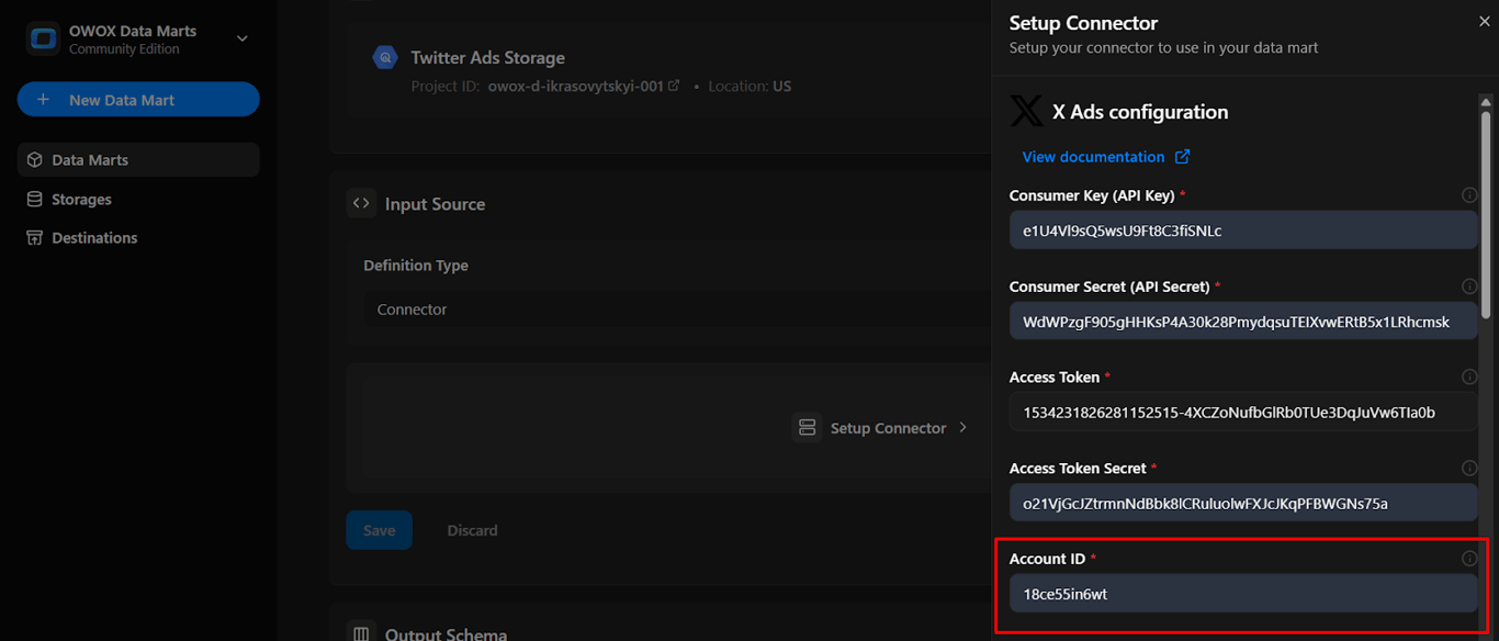 Account ID being pasted into the appropriate field. i-shadow