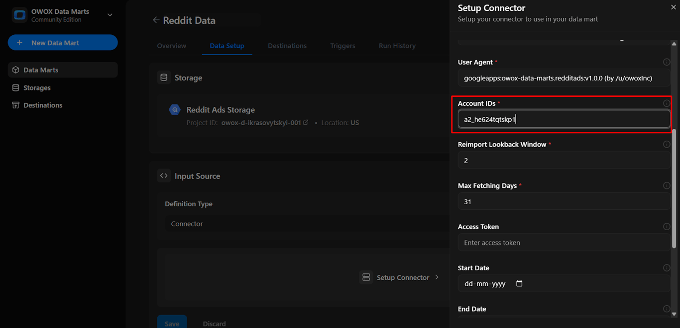 Account ID being pasted into the appropriate field. i-shadow