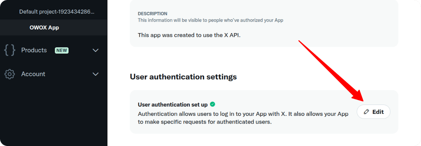 Developer Portal showing a default app under Projects & Apps.  i-shadow