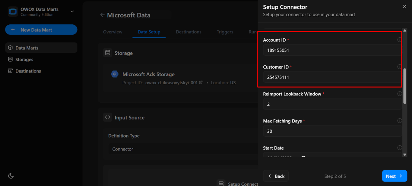 Account ID being pasted into the appropriate field. i-shadow