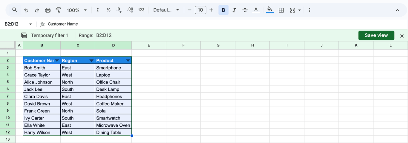 The dataset selected with the filter option as a temporary filter on the interface. i-border