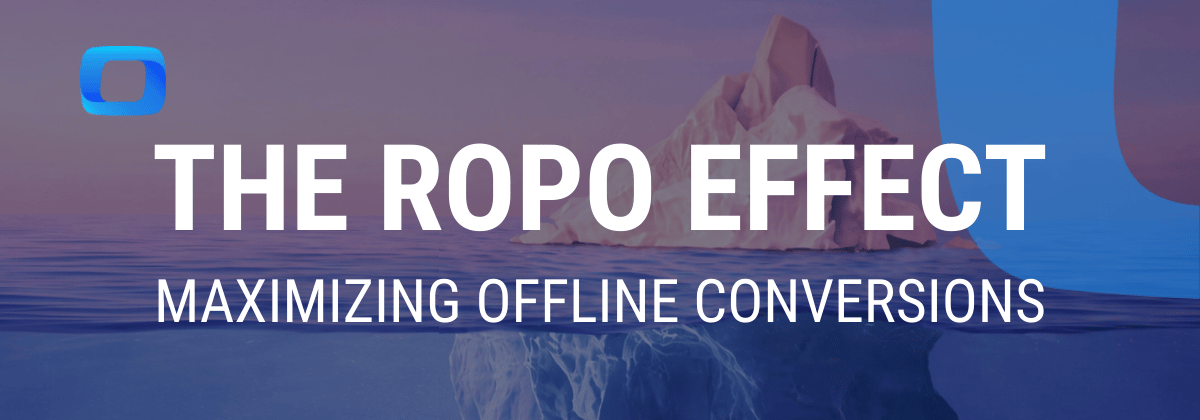 i-radius ROPO effect symbolizing the concept of research online and purchase offline, with text explaining consumer behavior.