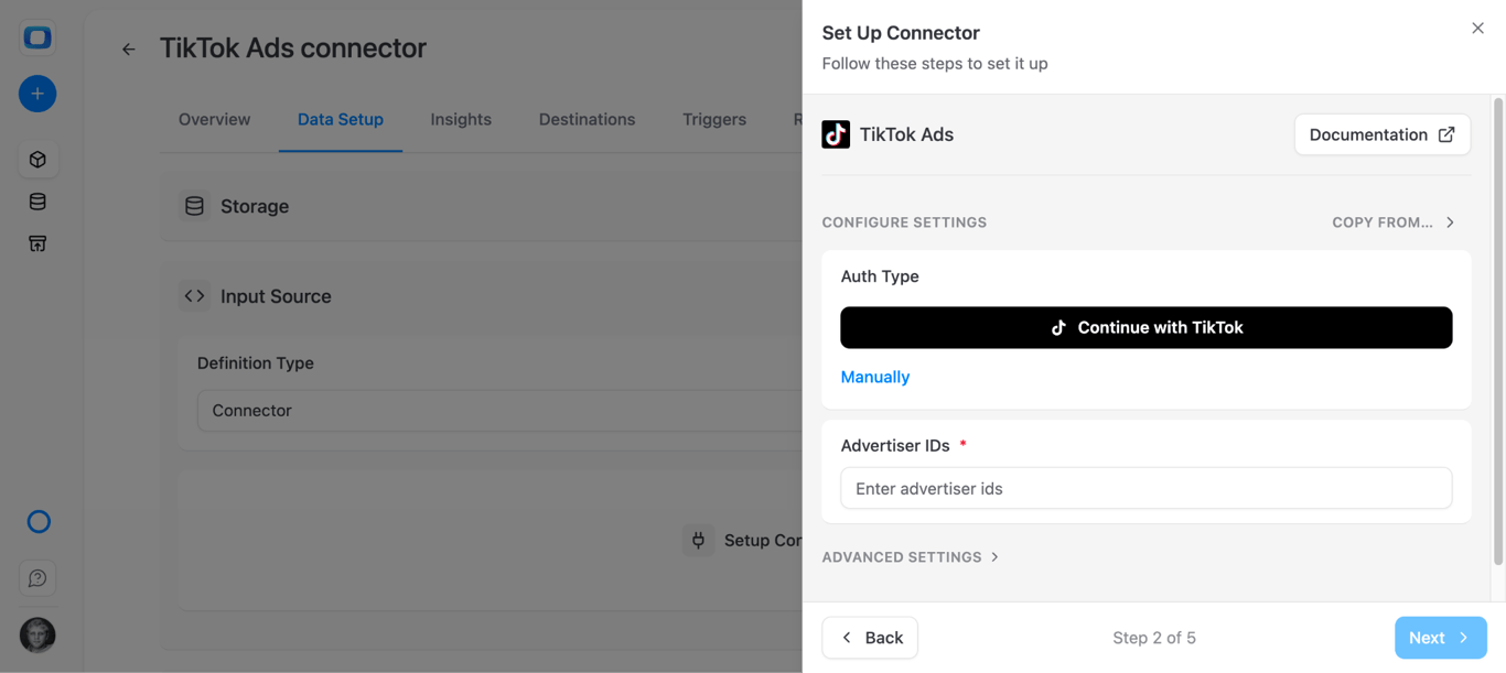 OWOX TikTok Ads OAuth authorization screen for connecting Facebook Ads account to OWOX