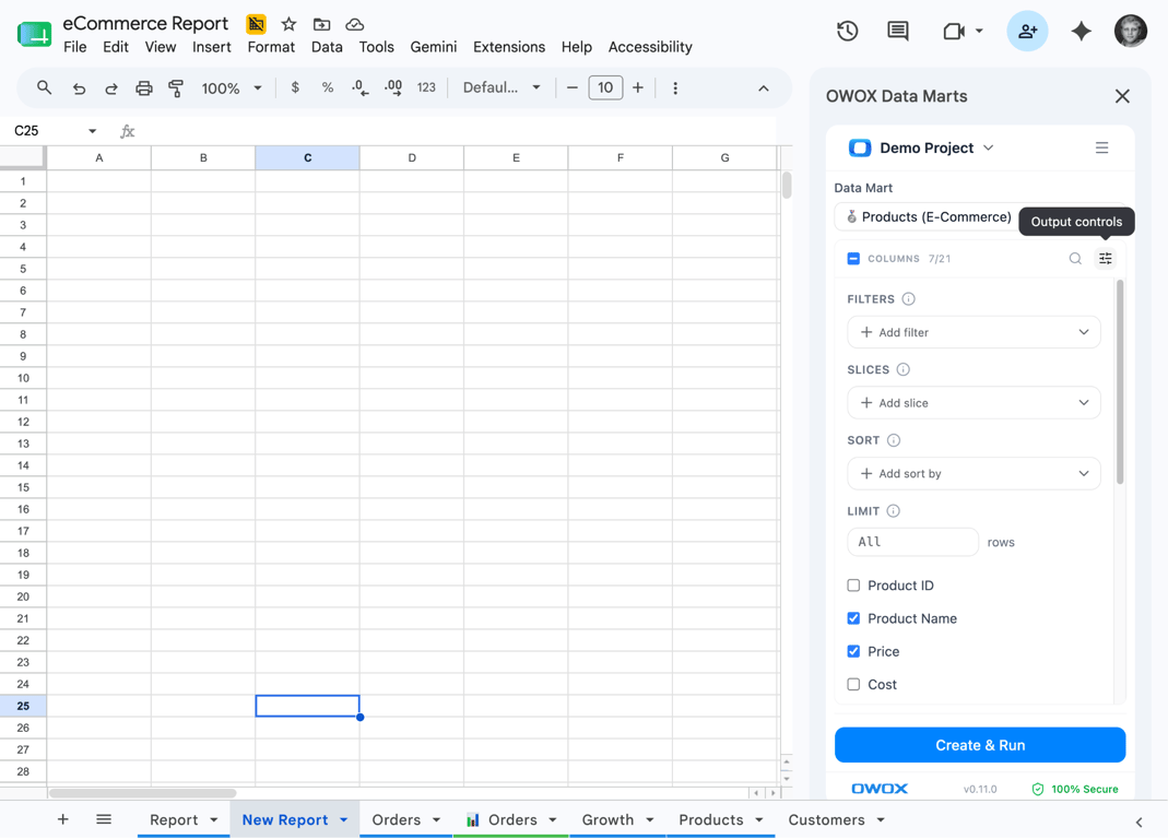 Apply filters, slices, sort – narrow down by date range, campaign name, region, or any other dimension