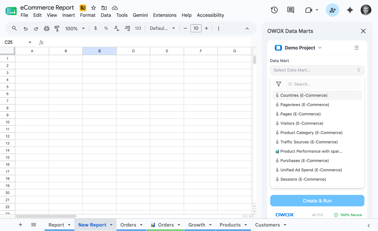 Browse available reports – only the ones the analyst toggled “Available for Reports” are visible