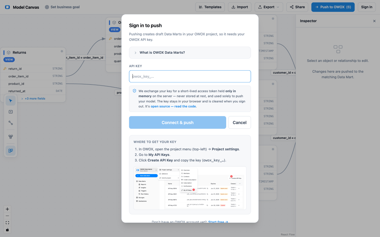 Take your ERD Diagram to life with owox 